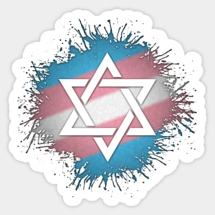 Paint Splatter Transgender Pride Star of David Symbol Sticker
